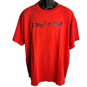 Vintage 90s Hybrid Tees Crewneck T Shirt XL Red Short Sleeves I Need a Nap Puff